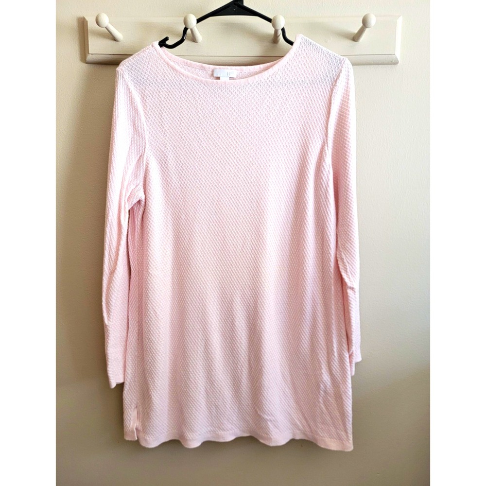 J. Jill Women's Medium Light Pink Waffle-Knit L/S Tunic Sweater Top Lightweight